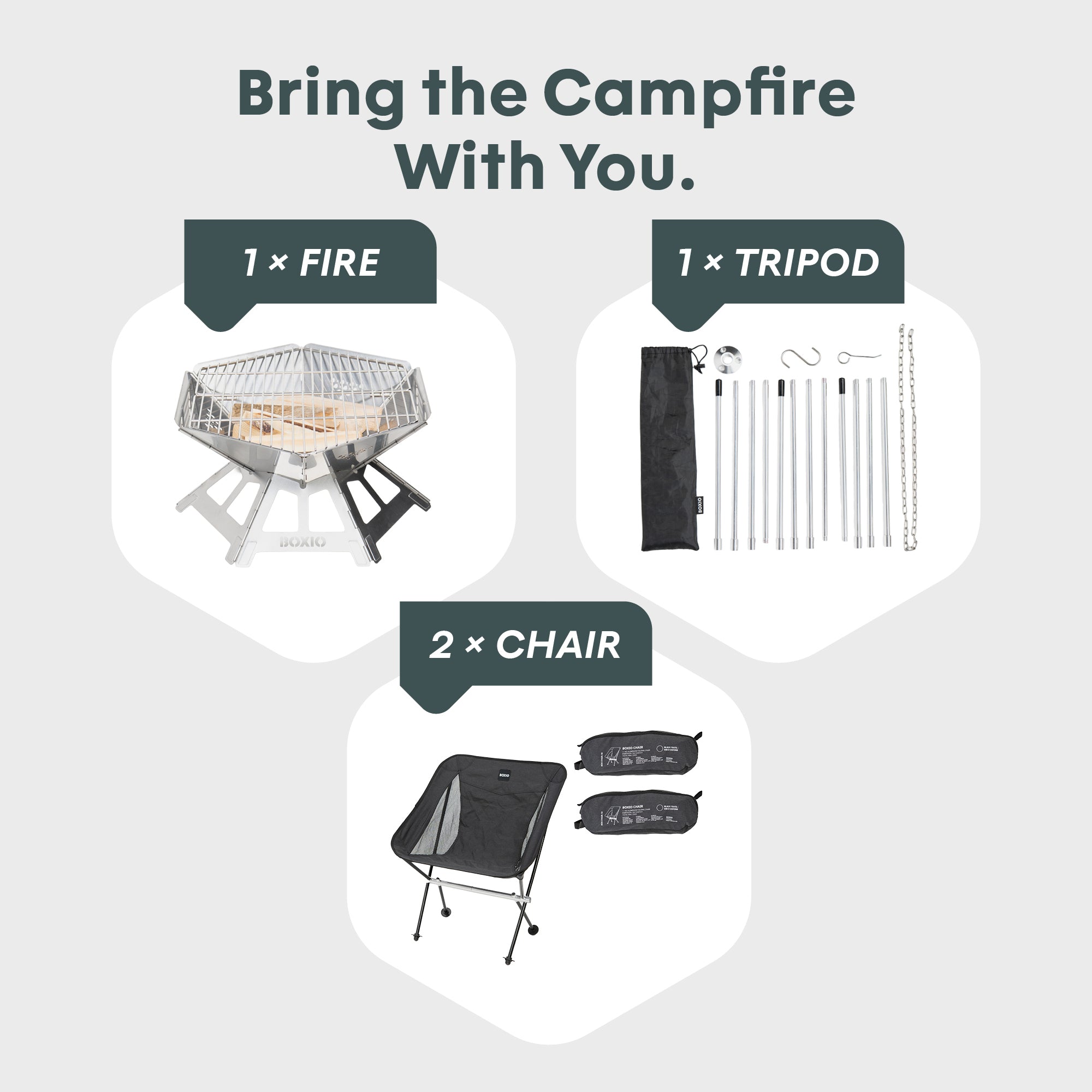 BOXIO CAMPFIRE I Portable Campfire Bundle