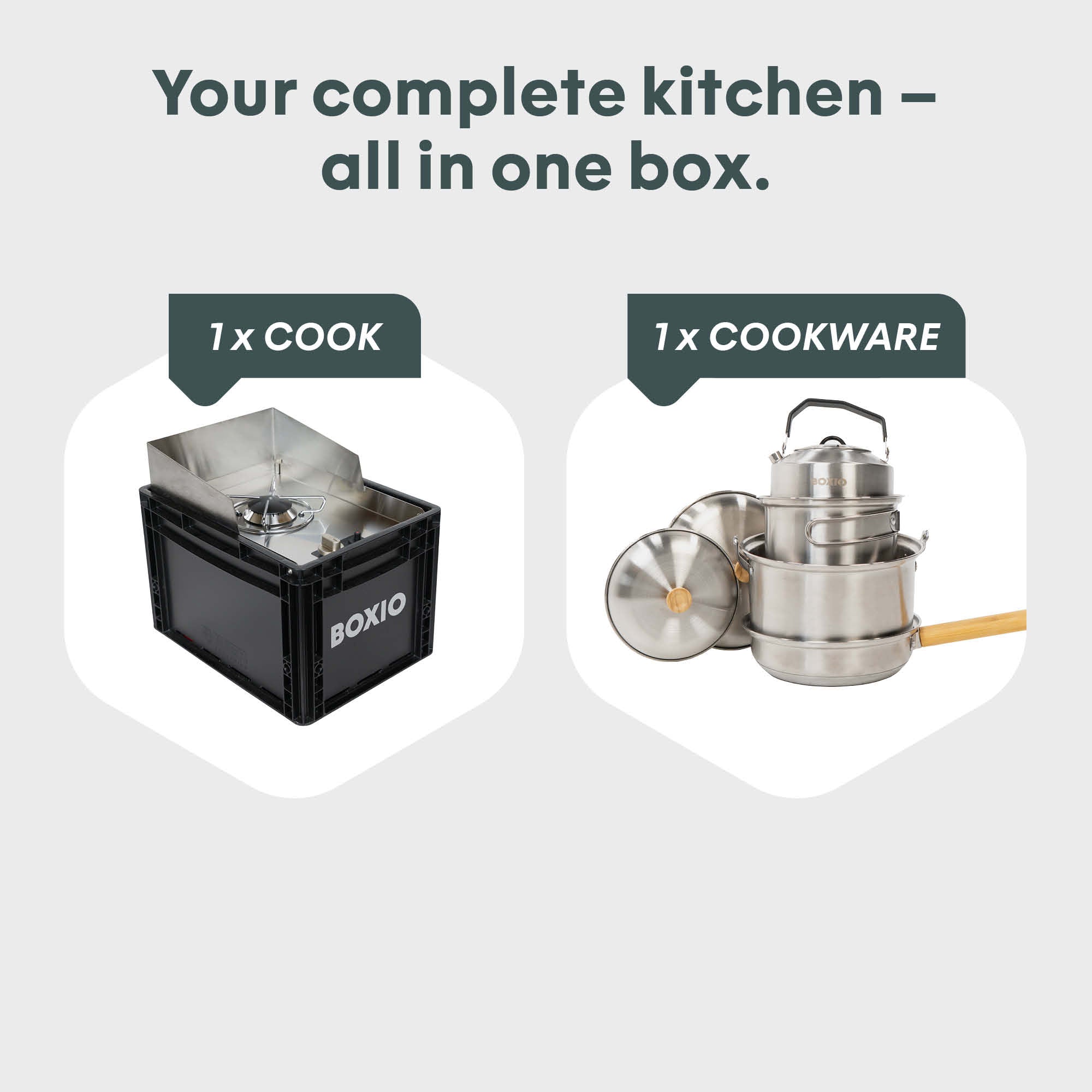 BOXIO COOK PLUS I Premium Camp Stove with Cookware