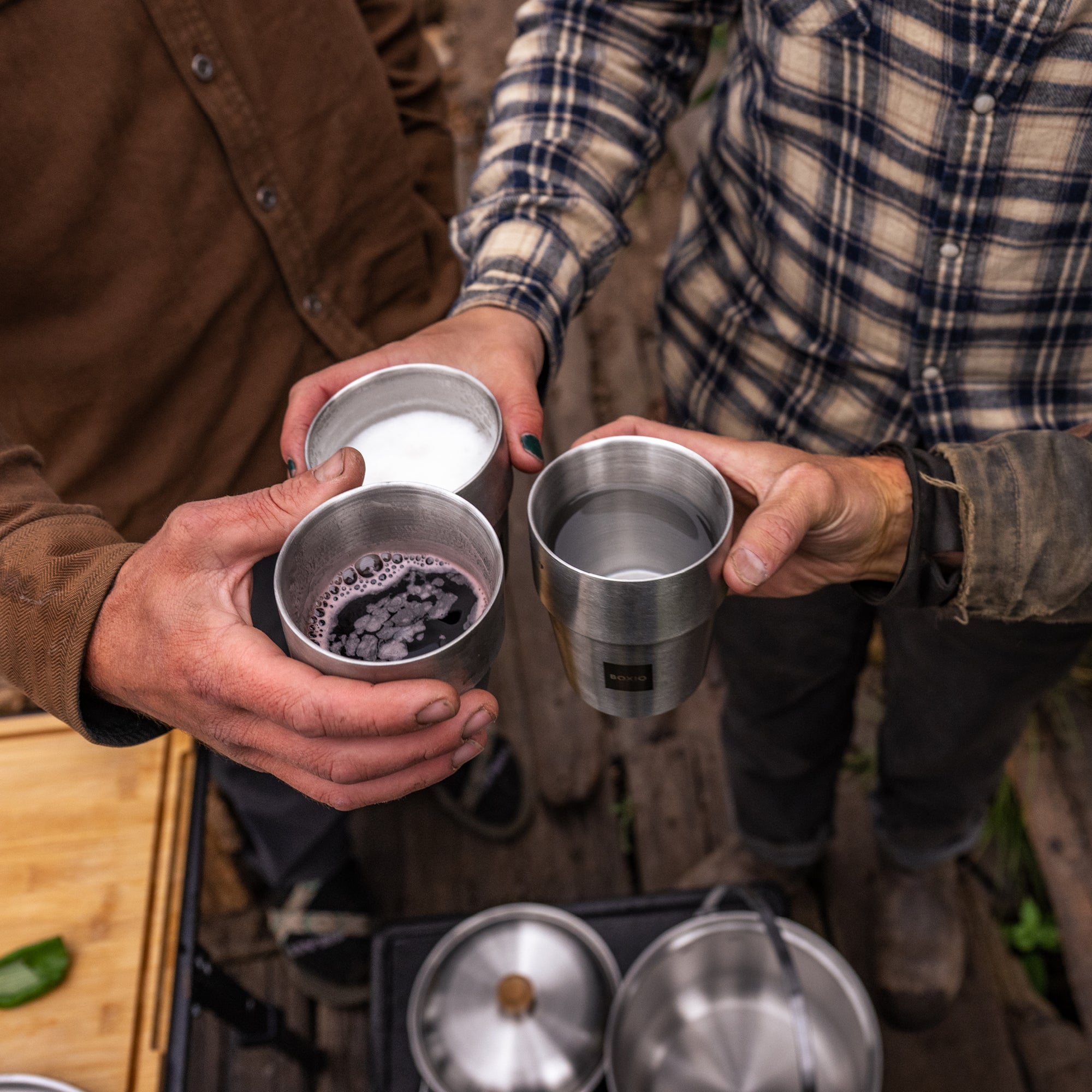BOXIO CUP I Set of four stackable stainless steel cups